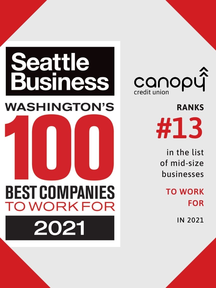 Canopy ranks #13 in list of best 100 mid-size companies to work for in Washington State accounting to the Seattle Business Review15