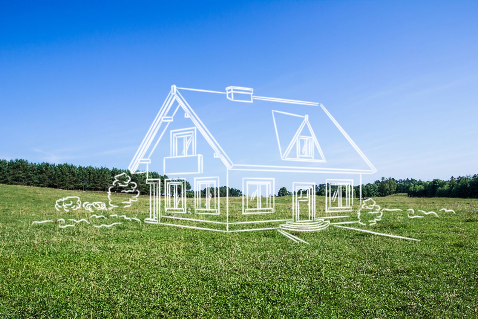 image of draft of a house on raw land purchased with a raw land loan